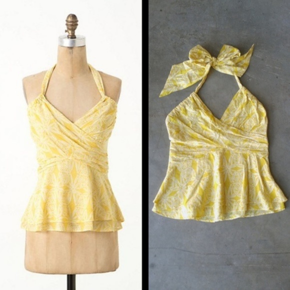 Anthropologie Tops - Vanessa Virginia Swathed Sprouts Halter yellow 4